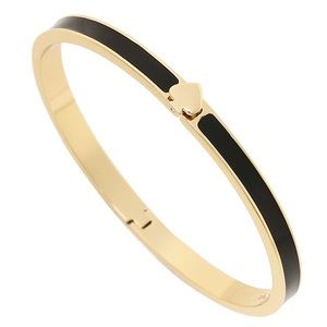 Kate Spade Thin Gold Hinged Black Enamel Bangle